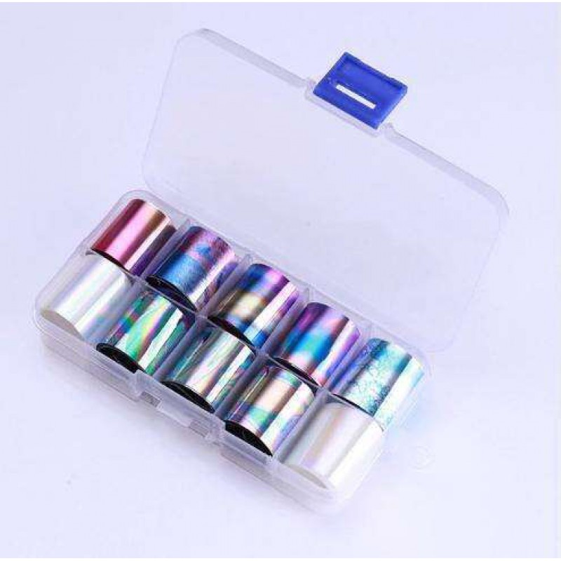 Foil Nail Art Transfer Decoration 10 Rolls Set 2.5_100cm, 02 